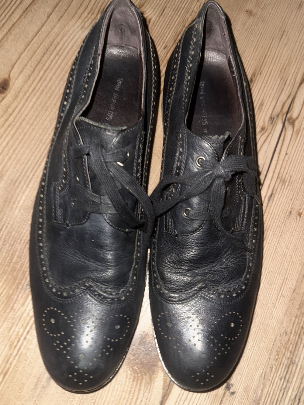 John Varvatos Black Leather Brogue Derbys